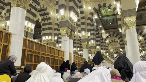 Inside of Nabawi Mosque Stock Footage 282148142