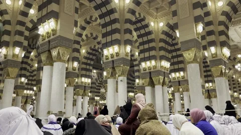Inside of Nabawi Mosque Stock Footage 282148147