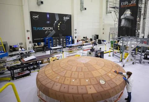 Inside the Neil Armstrong Operations and Checkout Building high bay at NAS... Stock Photos