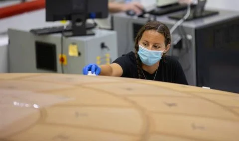 Inside the Neil Armstrong Operations and Checkout Building high bay at NAS... Stock Photos