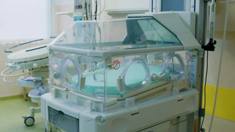 Inside neonatal ward babies find solace in warmth of incubator for premature Stock Footage 270290748