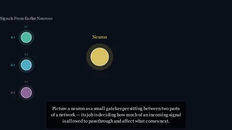 Inside a neuron - how weights biases and activations turn signals Stock-Footage 338030223
