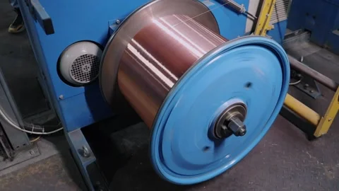 Inside the new factory manufacturing electrical cable. Cable production Stock Footage 166562077