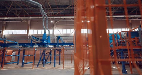 Inside a new modern plant, in a production workshop with technological lines Stock Footage 161979680