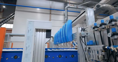 Inside a new modern plant, in a production workshop with technological lines Stock Footage 161979976