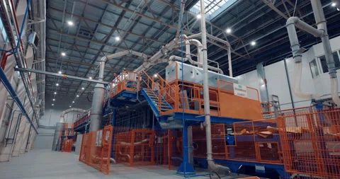 Inside a new modern plant, in a production workshop with technological lines Stock Footage 161981889