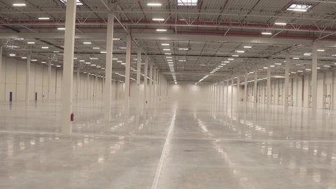 Inside new warehouse, interior smooth shot Stock Footage 94800838