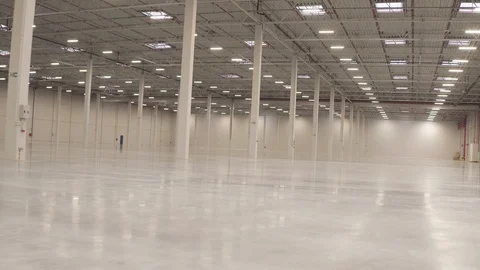 Inside new warehouse, interior smooth shot Stock Footage 94801019