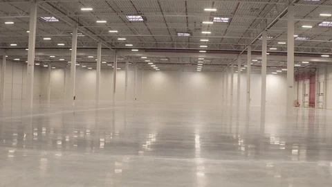 Inside new warehouse, interior smooth shot Stock Footage 94801605