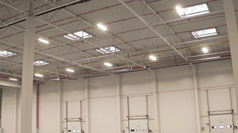 Inside new warehouse, interior smooth shot Stock Footage 94802350
