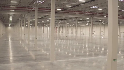 Inside new warehouse, interior smooth shot Stock Footage 94803264