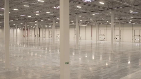 Inside new warehouse, interior smooth shot Stock Footage 94803742