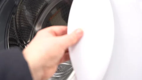 Inside a New Washing Machine in an Appliance Store. Stock Footage 156050558