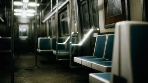 Inside of New York Subway empty car Illustrazione stock