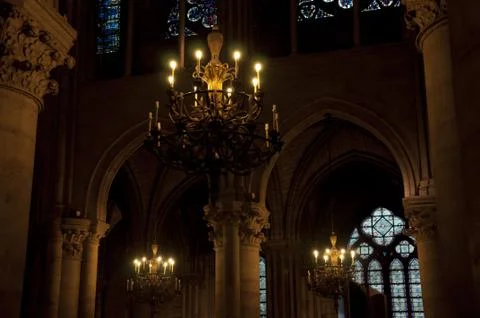 Inside of Notre Dame. Stock Photos