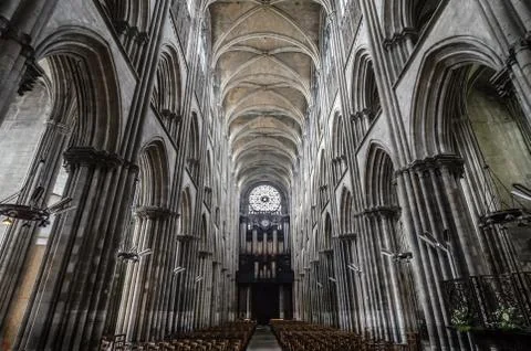 Inside the Notre-Dame in Rouen. Stock Photos