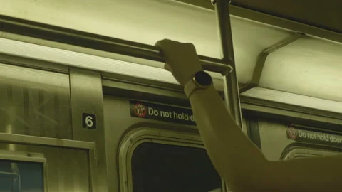 Inside NYC Subway Train in 4K Slow motion 60fps Stock Footage 133496741