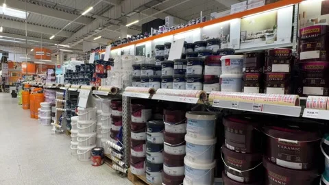 Inside OBI Store in Jabłonna, Poland: Product Shelves and Store Layout Stock Footage 277509876