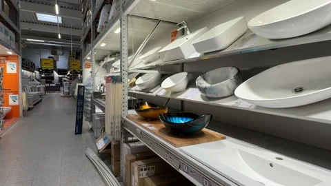 Inside OBI Store in Jabłonna, Poland: Product Shelves and Store Layout Stock Footage 277510067