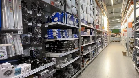 Inside OBI Store in Jabłonna, Poland: Product Shelves and Store Layout Stock Footage 277510331