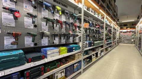 Inside OBI Store in Jabłonna, Poland: Product Shelves and Store Layout Video stock 277510569