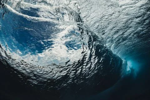 Inside the ocean blue wave Stock Photos