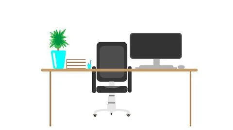 Inside the office isolated on the white background. Workspace Stock Illustration