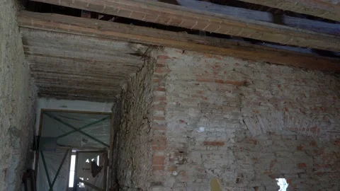 Inside old abandoned building made of bricks Stock Footage 191621618