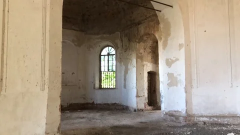 Inside an old abandoned Church Stock Footage 116468465