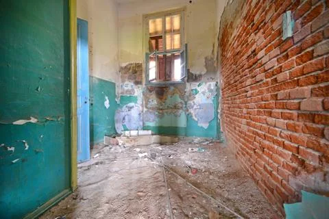 Inside old abandoned house Stock Photos