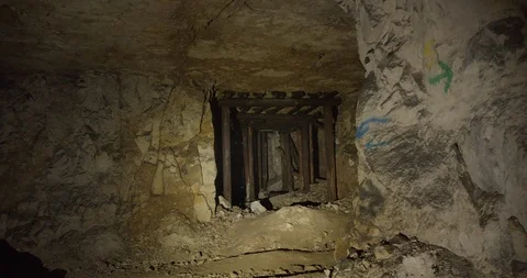 Inside an old abandoned stone mine. Stock Footage 126558358
