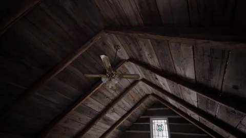 Inside an old barn converted in home in canada lumber winter snow Stock Footage 76310976