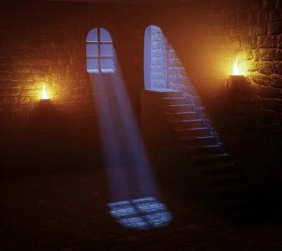 Inside the old castle Stock Illustration