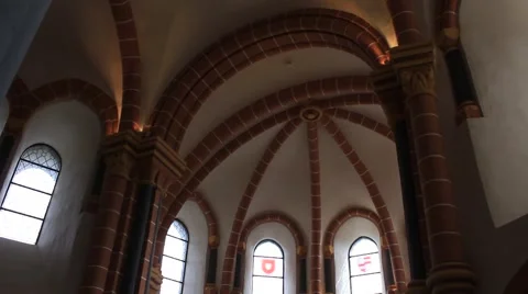 Inside of old cathedral Stock Footage 67813268