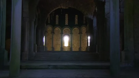 INSIDE OF AN OLD CHURCH Stock Footage 96286027