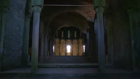 INSIDE OF AN OLD CHURCH Stock Footage 96286052