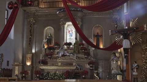 Inside the old church in Mexico Stock Footage 125955176