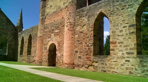 Inside Old Church Pan Left Stock Footage 10731031
