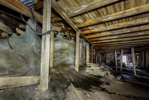Inside the old coal mining station near Longyearbyen, Svalbard, Norway. Stock Photos