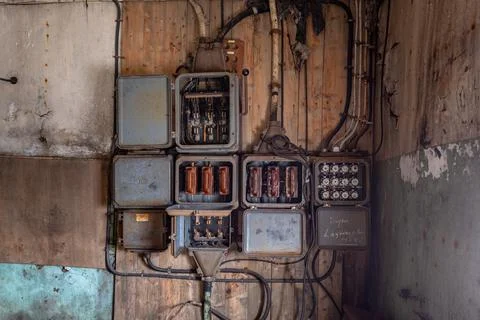 Inside the old coal mining station near Longyearbyen, Svalbard, Norway. Stock Photos