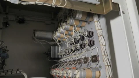 Inside Old Digital Measuring Device, Computer: Transistors, Chips, Resistors Stock Footage 179535088