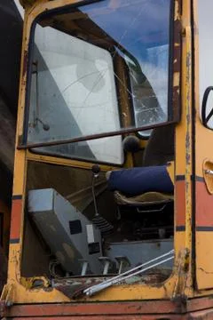 The inside of an old excavator Stock Photos