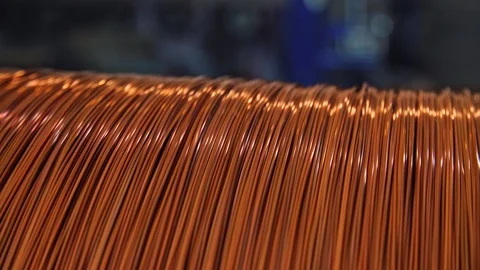 Inside the old factory manufacturing electrical cable. Outdated technology mid Stock Footage 100040792