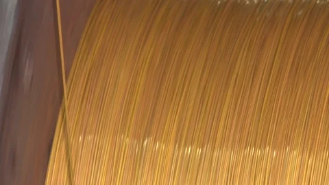 Inside the old factory manufacturing electrical cable. Stock Footage 118043824
