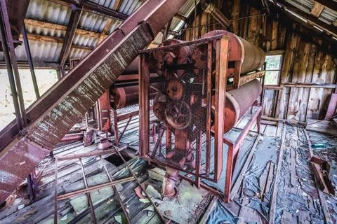 Inside the old grain elevator in kolkhoz of Zymovyshche, Chernonobyl Zone Stock Photos