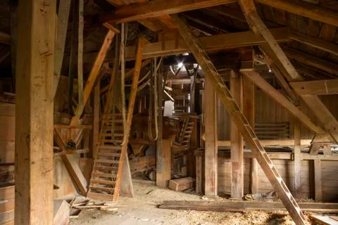 Inside old mill Stock Photos
