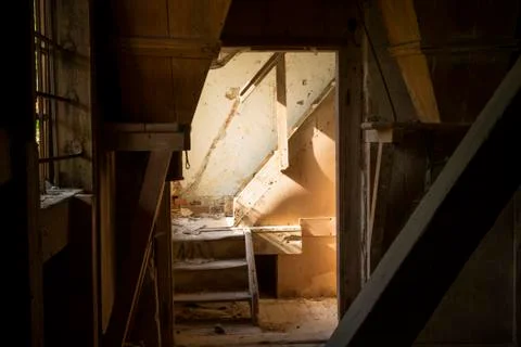 Inside old mill Stock Photos