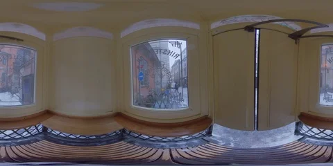 Inside a Old Phone Booth Without Phone, Old City Stockholm - 360 VR Stock Footage 102086926