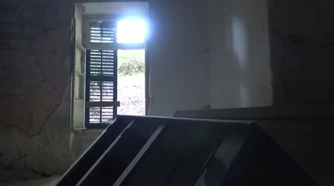 Inside an Old Ruined Room Stock Footage 62741331