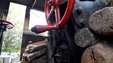 Inside old steam locomotive cab. Stock Footage 220382850
